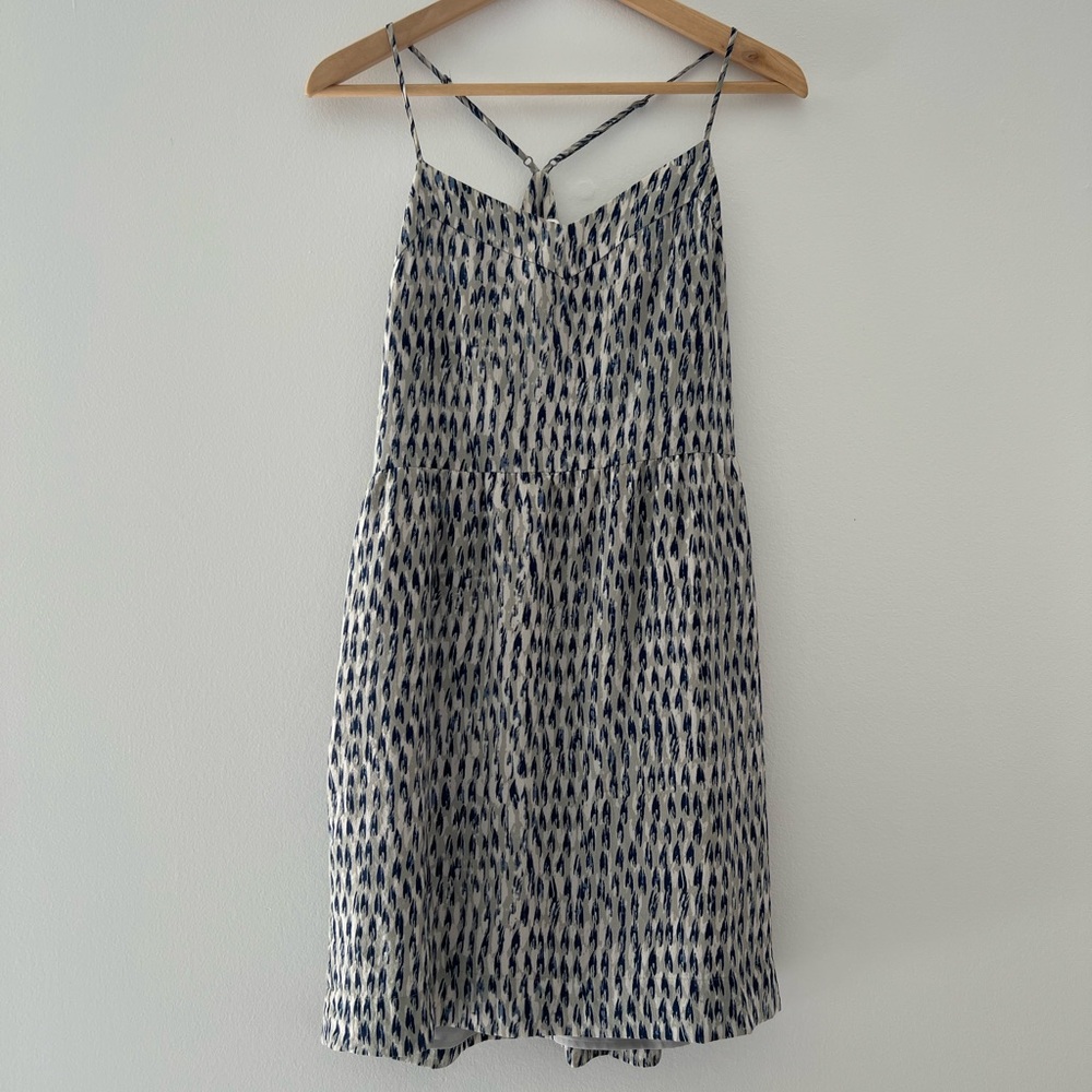 Madewell Blue White Ikat Print Midi Dress Strappy Lightweight